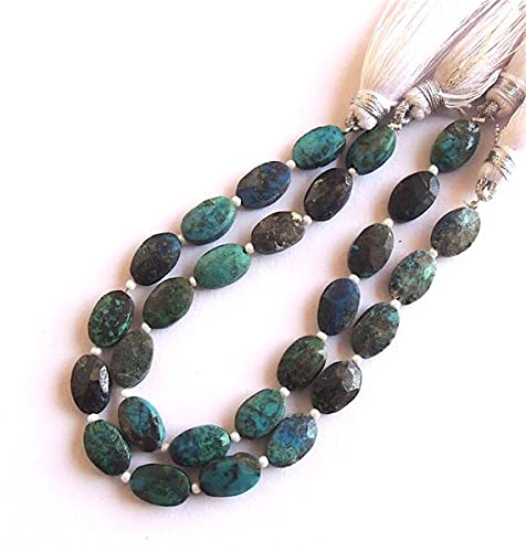 Perles chrysocolle ovales facettées fil de 7 pouces taille 7 à 11 mm