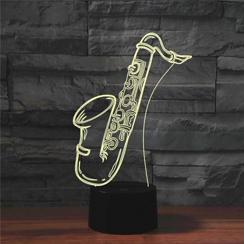 Lámpara de Mesa de Noche con Ilusión 3D Saxofón miniatura 3