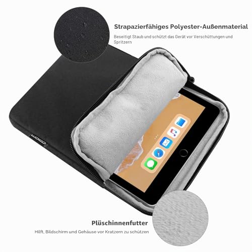 MoKo 9-11\ Tablet Tasche Hülle Kompatibel mit iPad Pro 11 M5, iPad Air M3, A16 2025, Galaxy Tab A9+ 11\/S9 FE 10,9\, Schwarz