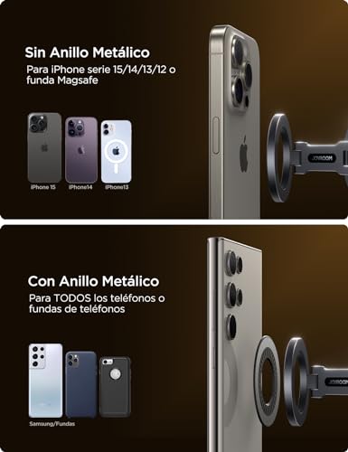JOYROOM Soporte Móvil Coche para MagSafe, Todo Metal Soporte Magnetico Movil Plegable con 20 X N55 Súper imanes y 360° Rotación, Iman Coche Movil para iPhone 17 16 15 14 13 y Funda MagSafe - imagen 8