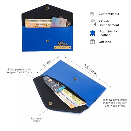 Image of AICA Personalised Name & Charm Womens Leather Combo Gift Set (RoyalBlue) | Gifts for Women| Customised Gift Hamper for Woman