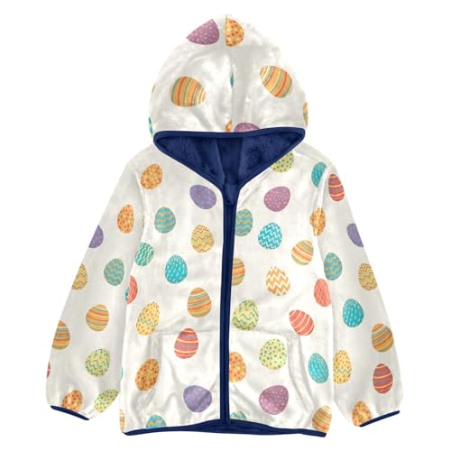 CHIFIGNO Colorful Easter Eggs Stripes Toddler Boy Zip up Hoodie Fleece Jacket for Fall Winter 3T