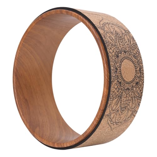 Xiuganpo High Density PU Rubber Yoga Wheel for Stretching and Flexibility to Help Back Aches and Tension, Tear, Flexible Roller Designed, Extend Premium Back Roller (Wood grain inner)