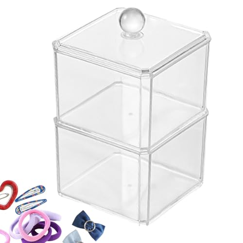Organizador de algodón para maquillaje, caja de almacenamiento cuadrada para , organizador cosmético transparente para dormitorio, sala de estar, cocina