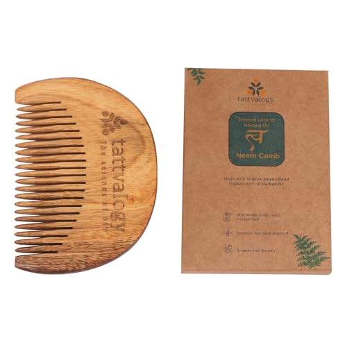 Image of Tattvalogy Raw Neem Wood Beard Comb |Kaachi Neem Wooden Comb for Blood Circulation & Hair Growth | avoid Hair Pulling, Static Electricity, Itchy Scalp & Oil Build-Up