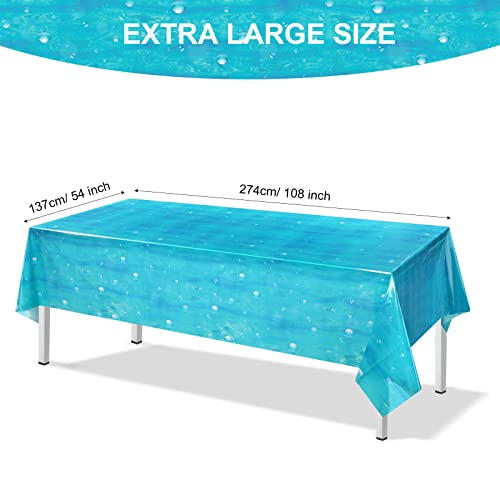 Tiamon Underwater Bubbles Table Cover Ocean Waves Tablecloth Bubble Water Print Plastic Table Cover For Under The Ocean Beach Pool Mermaid Birthday Party Baby Shower Supplies, 54 X 108 Inch (3 Pcs) #TOP1