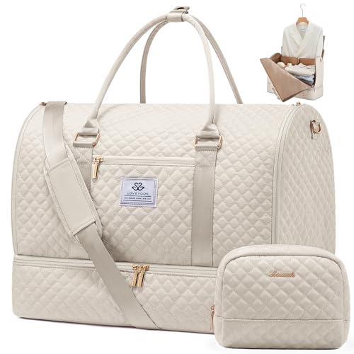 Sac à vêtements convertible femme beige pour voyage d'affaires 53L