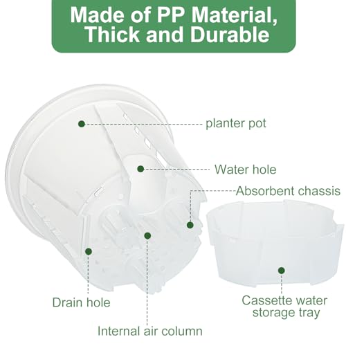 IWTTWY 5 Pack Self Watering Plant Pot, 15cm Plastic Flower Pots - Image 3