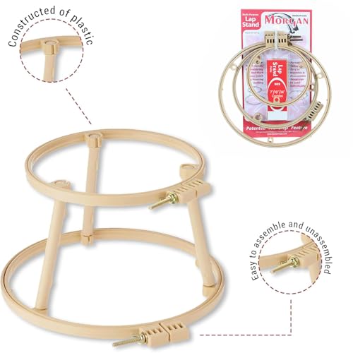 Image of Morgan Embroidery Hoop Lap Stand | 7 inch /10 inch /14 inch No-Slip Portable Embroidery Hoop Holder | Lightweight Circle Design for Sewing Crafters Punch Needle Cross Stitch, Needlepoint, Arts & Craft | Made in USA