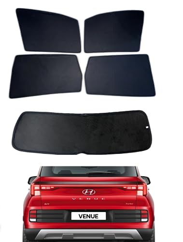 Image of Premium Car Sunshade Fix Type Non-Magnetic Curtain with Rear Dicky Curtain Set of 5pc for Venue 2022-2024