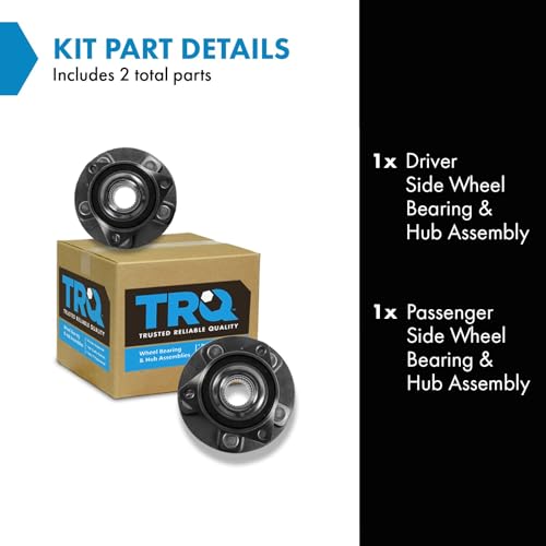 Image of TRQ Front and Rear Wheel Bearing and Hub Assembly Set 2 Piece Compatible with 18-19 Cadillac XTS Without RPO Code J55 Heavy Duty Brakes 10-15 Chevrolet Camaro LS LT SS 5 Lug Wheels