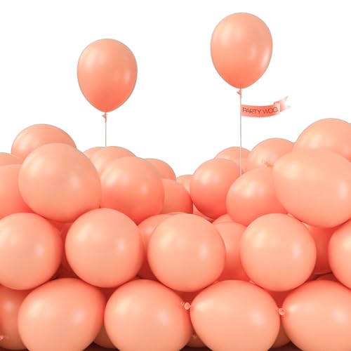 Image of PartyWoo Peach Balloons 50 pcs 5 Inch Small Mini Pastel Light Orange Peachy Pink Latex Balloons for Wedding Baby Shower Gender Reveal Graduation Birthday Party Decorations Peach-Y21
