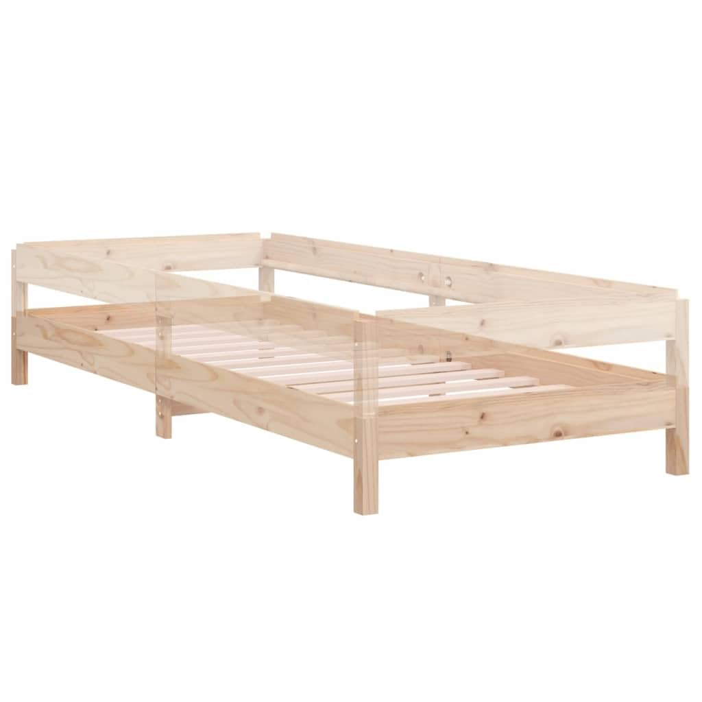 Stapelbett 90x190 cm Massivholz Kiefer, unbehandeltes Holz, platzsparend stapelbar, Robustes Bettgestell für Schlafzimmer, langlebiges Einzelbett, ideal für Gästezimmer