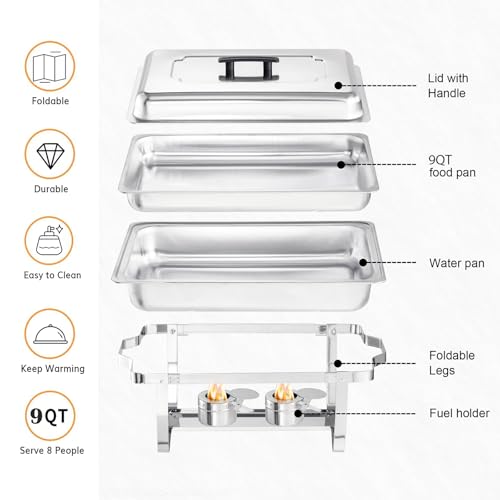 Mriisel MR-08 Chafing Dishes For Buffet 4 Pack, 9 Quart Stainless Steel Chafing Dish Buffet Set thumb #1