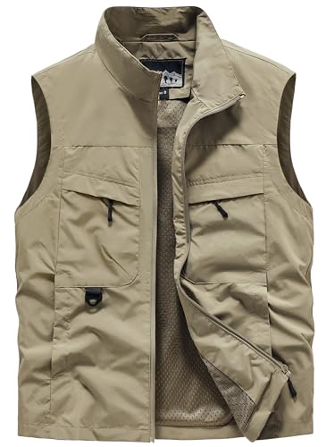 LOUECHY Men's Lightweight Golf Vest Full-Zip Windproof Sleeveless Jacket for Travel Hiking Running