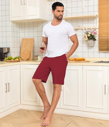 Image of CF Mens Pajama Shorts Bamboo Rayon & Cotton Sleep Shorts Lightweight Pants | Mens sleep shorts,Lightweight lounge pants,Bamboo rayon & cotton pajama shorts men,Soft pj bottoms with pockets 2 or 3 Pack
