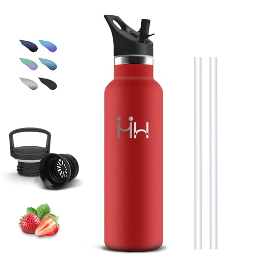 Botella Agua Acero Inoxidable- 750ml- Botella Termica, sin BPA, Cantimplora con Pajita, A Prueba de Fugas, Cantimplora Acero Inoxidable, Doble Aislamiento, Garrafa Termica, para la Senderismo, Correr