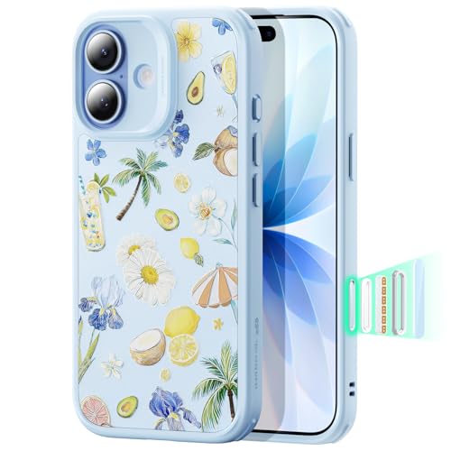 Image of ESR for iPhone 17 Case, Camera Control Cover, Compatible with MagSafe, Shockproof Military-Grade Protection, Magnetic Case for iPhone 17, Classic Hybrid, Tropical Paradise, Light Blue