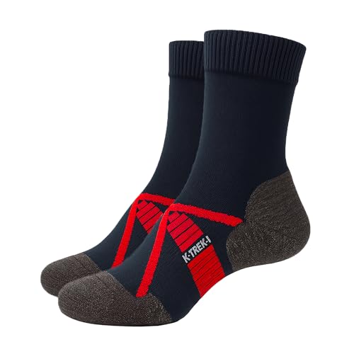 Kaiera - Trek Light - Leichte Wandersocken aus Merinowolle Made in Italy, 1 Paar (Gr. 35-37) Schwarz Rot, atmungsaktiv, thermoregulierend, leicht, Ideal für Sommerwanderungen
