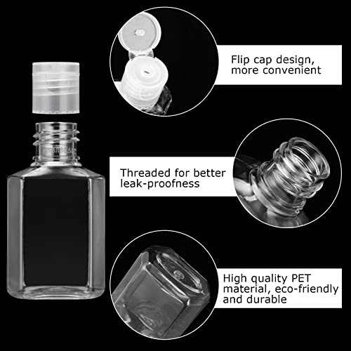 APACALI 100PCS Plastic Travel Bottles 1oz Mini Shampoo Bottles Small Empty Bottles Refillable Cosmetic Containers with Flip Cap Clear Portable Small Bottles for Liquid, Lotions, Toner, Body Soap3