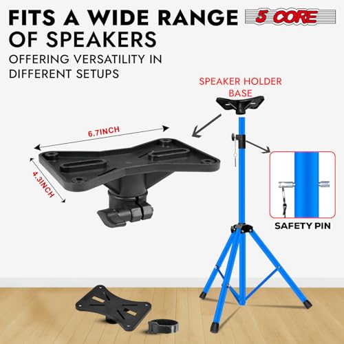 image for 5 Core Speaker Stand Tripod Floor Tall Adjustable Up to 72 Inch DJ Stu