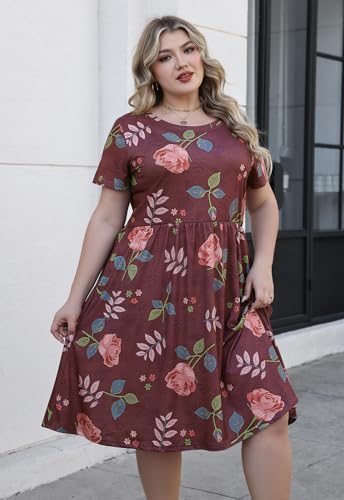 Image of Nemidor Women Plus Size Casual Dress Midi Flt Flare Pocket