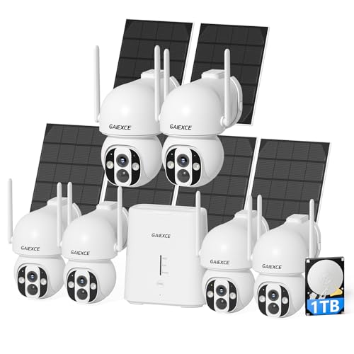 Image of Solar Camera Outdoor Wireless, 6 Cam Kit, No Subscription, Wireless Home Security Camera System, Expandable to 10CH, 360 View PT Cameras, 2K Color Night Vision, IP66, 2.4G & 5GHz WiFi