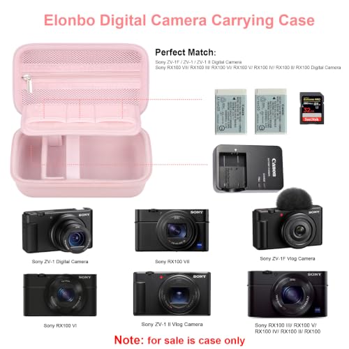 Image of Elonbo Camera Carrying Case for Sony ZV-1F /ZV-1 /ZV-1 II / RX100 VII /RX100III