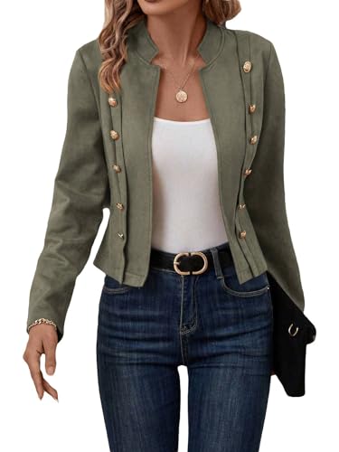 Mina Self Womens Cropped Suede Blazer Jacket 2024 New Spring Fashion Casual Lightweight Petite Fitted Office Outwear Suit…