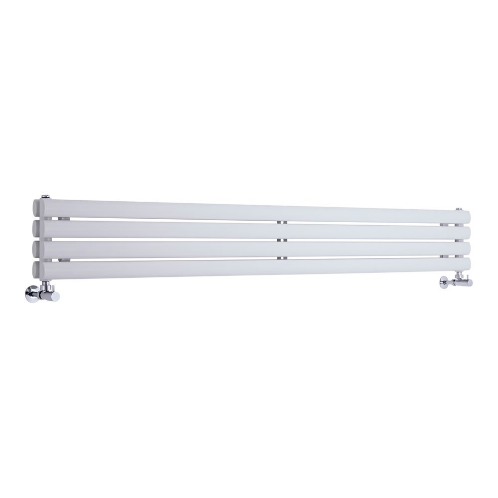 Milano Aruba White Horizontal Double Oval Panel Radiator - 236mm x 1600mm
