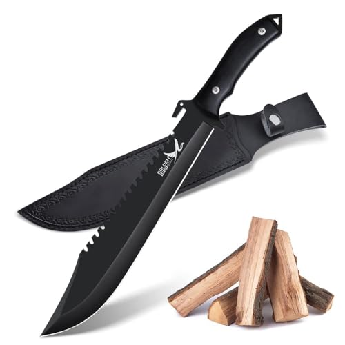 Golden Bird cuchillo al aire libre Full Tang de acero D2 filo, cuchillo de caza cuchillo de supervivencia de gran tamaño para acampar, senderismo, pesca y arbusto de corte