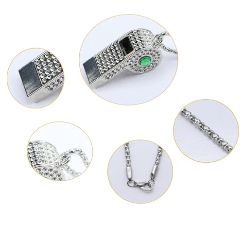 Silbato Metalizado con Cinta y Rhinestones Verde miniatura 3