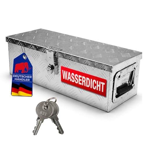 PROREGAL Deichselbox TITAN Anhängerbox für PKW Anhänger Alubox abschließbar mit Deckel & 2 Schlüsseln HxBxT 19x60x25cm Aluminium Werkzeugkiste Aufbewahrungsbox