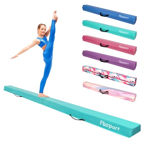 FBSPORT 8ft Balance Beam: Folding Floor Gymnastics Equipment PU Leather for Kids Adults