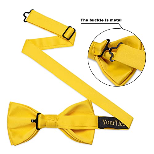 Image of YourTies Bow Ties for Men Pretied Bowties Solid Color Satin Bow Tie Formal Business Tuxedo Wedding Party Prom