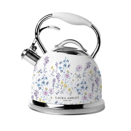 Laura Ashley Wild Meadow Whistling Tea Kettle Stovetop Tea Pot for Stove