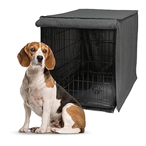 Friends Forever Metal Dog Crate Cover 36 inch, Dog Cage Cover w/Roller Shades, Machine Washable, Trucker Black