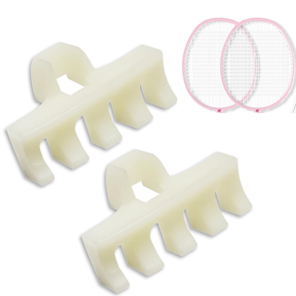 Brrnoo 2pcs Badminton Racket Load Spreader, Pressure Reducer for Stringing Machines, Prevents Breakage Deformation, Compatible with Most Machines, White