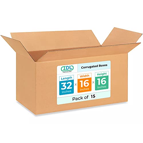 Extra Large Shipping &amp; Moving Boxes 32"L x 16"W x 16"H (15-Pack) - Extra Strength 200 lb vs Regular - Corrugated Cardboard Boxes for UPS, FedEx - Cardboard Box Moving - Large Box by IDL Packaging