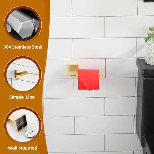 Image of KOKOSIRI Toilet Paper Holder Gold Tissue Paper Dispenser for Kitchen Bathroom Washroom Toilet Roll Holder Stainless Steel, Wall Mounted B2006BG