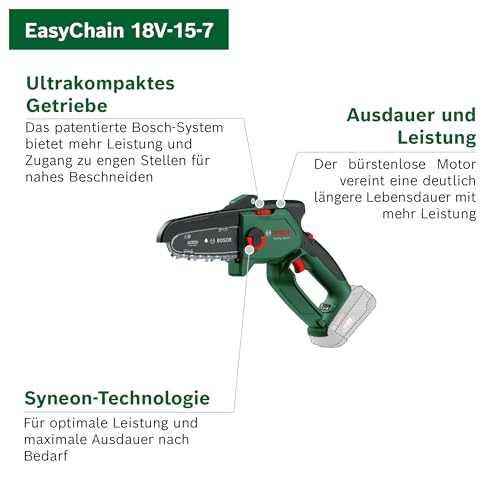 Bosch kompakte Mini Kettensäge EasyChain 18V-15-7 (Zum Schneiden von Holz; 18 Volt System;...