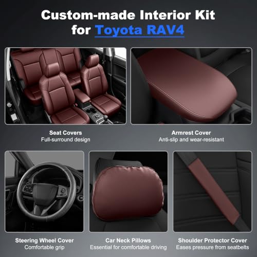 Image of AOMSAZTO Custom Fit Seat Covers for Toyota RAV4 2019 2020-2025 Front&Rear