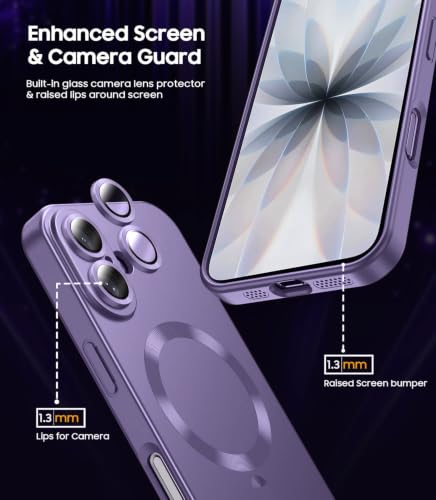 Image of DIZORO Magnetic Case for (iPhone 17 Case) [Compatible with MagSafe][Built-in Camera Lens Protector] Slim Soft Silicone Bumper Shockproof Metallic Luster Back Cover Phone Case (Voilet)