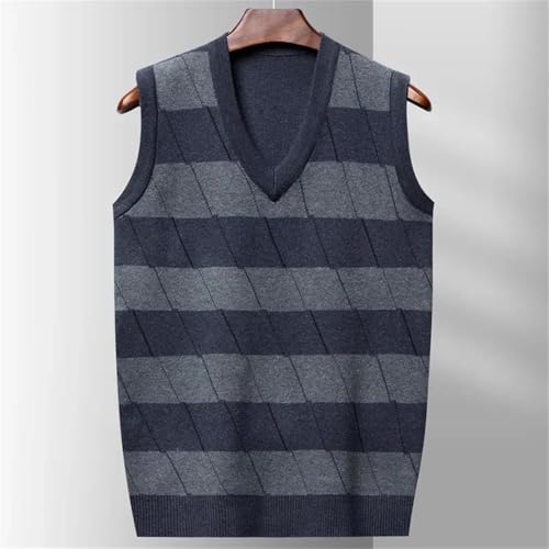 Men's V-Neck Plaid Casual Sweater Vest, Business Sleeveless Pullover Sweater Vest2