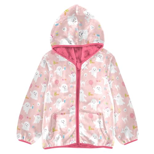 Halloween Ghost Toddler Fleece Jacket Baby Girls Hooded Zipper Long Sleeve Thick Warm Outerwear 3-10 Years