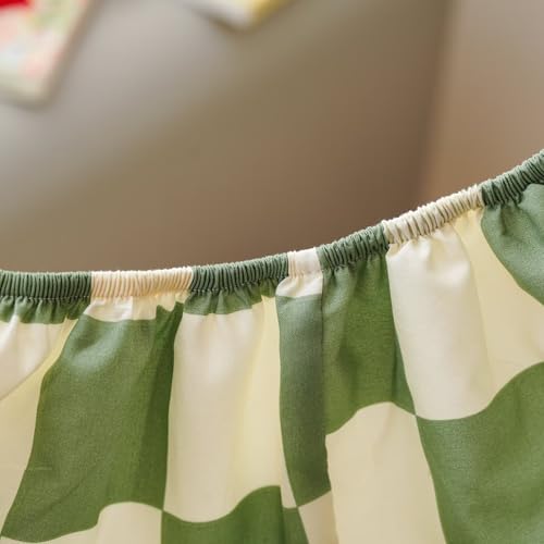 Image of CLOTHKNOW 4Pieces Plaid Toddler Bedding Sets for Boys Girls, Green White Grid Checkerboard Pattern, Soft Crib Bed Set Including Comforter, Flat Sheet, Fitted Sheet and Pillowcase