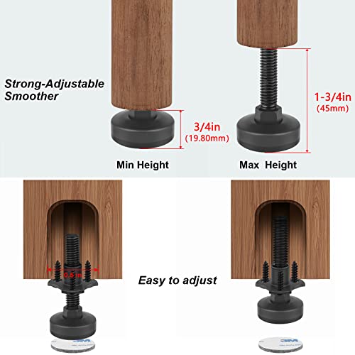Heavy Duty Furniture Levelers 3/8''-16 Thread W/ T-Nut Kit Furniture Leveling Feet Adjustable Furniture Levelers For Tables,Cabinets,Chairs,Workbench,Sofa And More,Large Base Supports 1320Lbs-4 Packs #TOP3