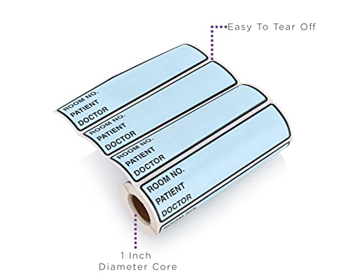 Image of Carstens Patient I.D. Adhesive Medical Chart Labels for 1.5 inch - 4 inch Ring Binder Spines - Pre-Printed Sticker Labels (Room No. / Patient /Doctor), 5 3 /8 inch x 1 3 /8 inch, Sky Blue, Roll of 200