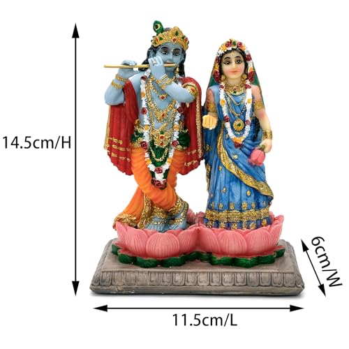 Estatua Dios Hindú Radha Krishna 14.5 cm Polystone Multicolor miniatura 5