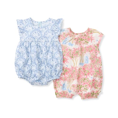 Image of Romper, 100% Organic Cotton One-piece Bubble Shortall and Layette Set Girl Outfit, 2-Pack